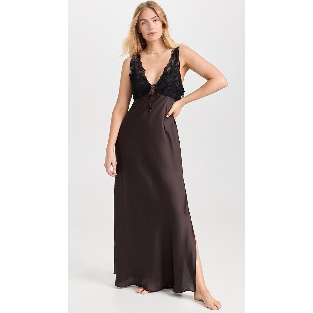 Free People Countryside Maxi Slip Dress Hot Fudge Brown